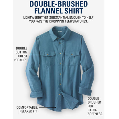 Black Solid Double-Brushed Flannel Shirt PSM-7559