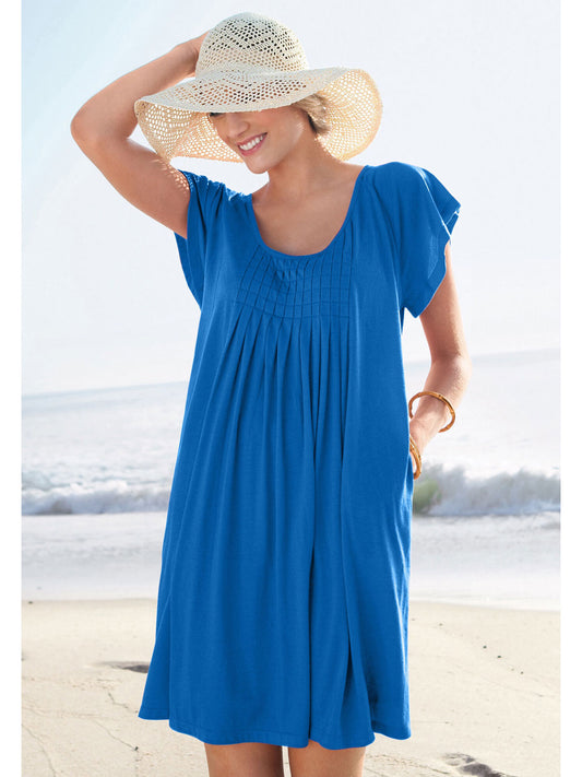 Dream Blue Pintuck Box-Pleat Tunic PSW-8998