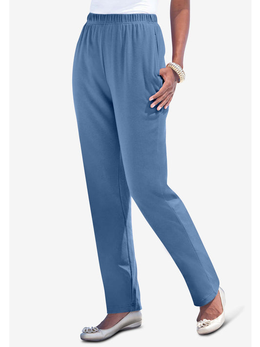 Dusty Indigo Knit Straight Leg Pant PSW-9005