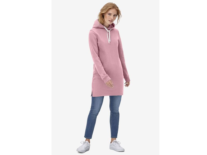 Dusty Pink Hooded Sweatshirt Tunic PSW-7578