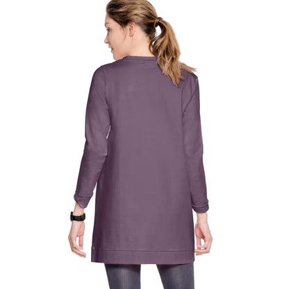 Flat-lay of Dusty Purple French Terry Love Sweatshirt on neutral background
