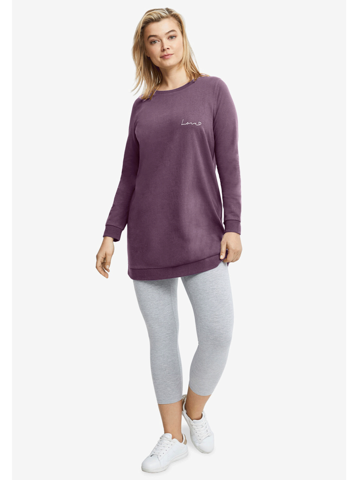 Dusty Purple French Terry Love Tunic Sweatshirt PSW-7980