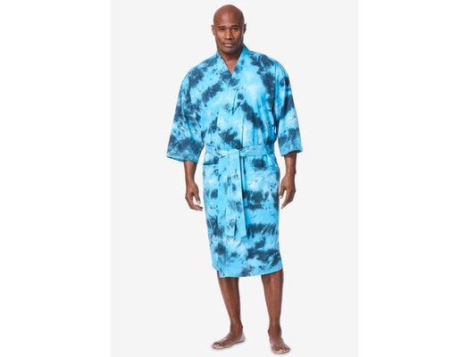 Electric Turquoise Marble Big & Tall Size Cotton Jersey Robe PSM-6616