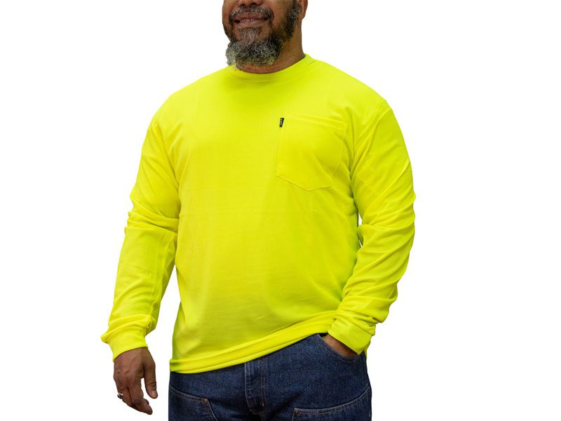 Electric Yellow Heavyweight Crewneck Long Sleeve Pocket T-Shirt PSM-7500