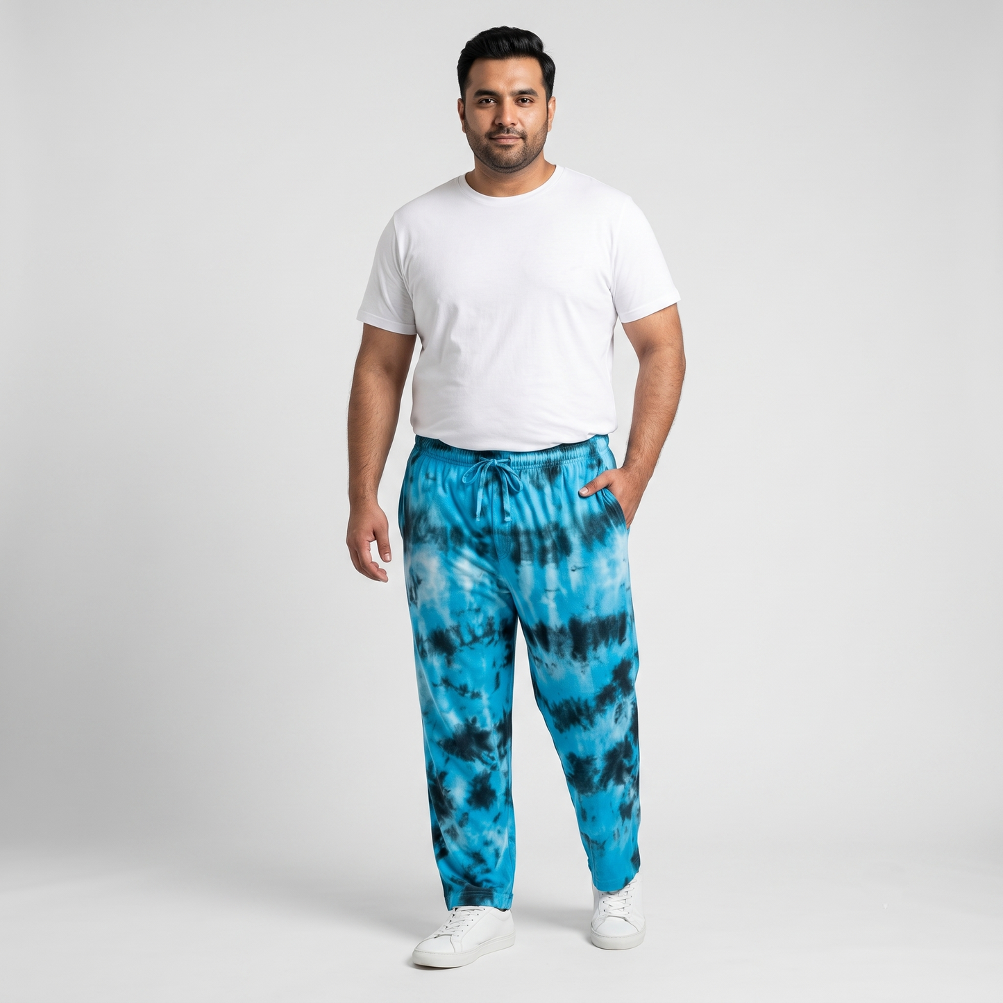 Electric Turquoise Marble Light Weight Jersey Pajama Pants PSM-5945