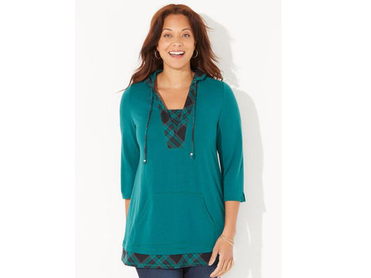 Emerald Green French Terry Plus Size Women Duet Hoodie PSW-5907