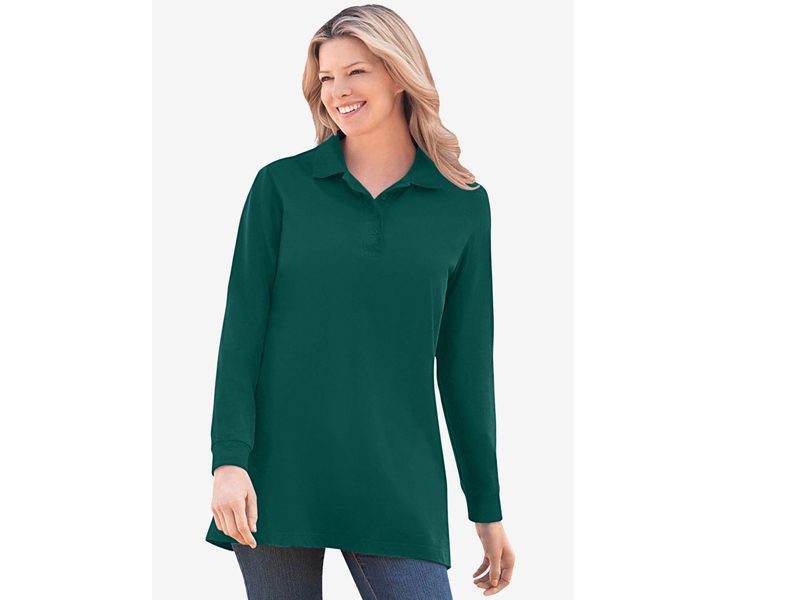 Emerald Green Long Sleeve Polo Shirt PSW-6113