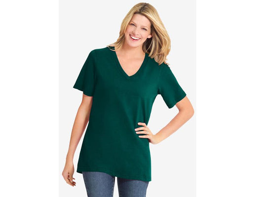 Emerald Green Perfect Short Sleeve V Neck Tee PSW-7184