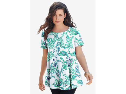 Emerald Paisley Vines Swing Ultimate Tee with Keyhole Back PSW-7207