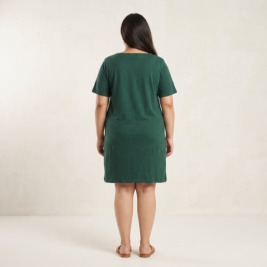 Emerald Green Square Neck Midi Dress | Plus Size - PSW-8713
