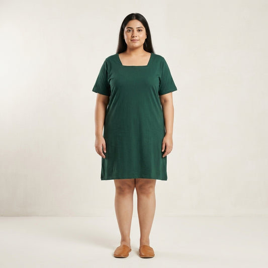 Emerald Green Square Neck Midi Dress | Plus Size - PSW-8713