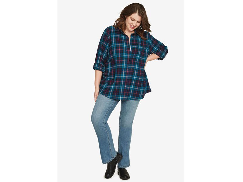 Exotic Peacock Plaid Flannel Shirt PSW-6673