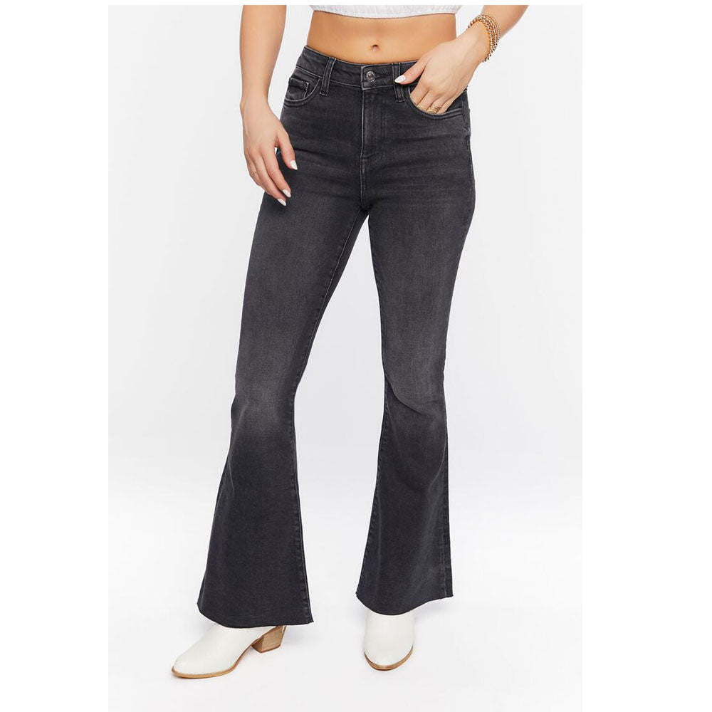 Faded Black Mid-Rise Flare Plus-Size Jeans PSW-8787