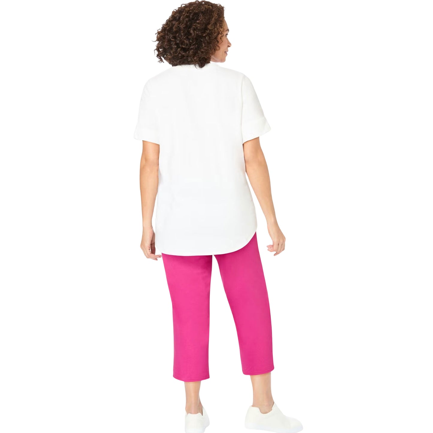 Flamingo Love V-Neck Tunic & Capri Set – Relaxed Fit Loungewear