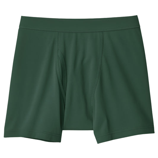 Forest Green Cotton Boxer Briefs – Relaxed Fit, 100% Cotton, Tagless Comfort