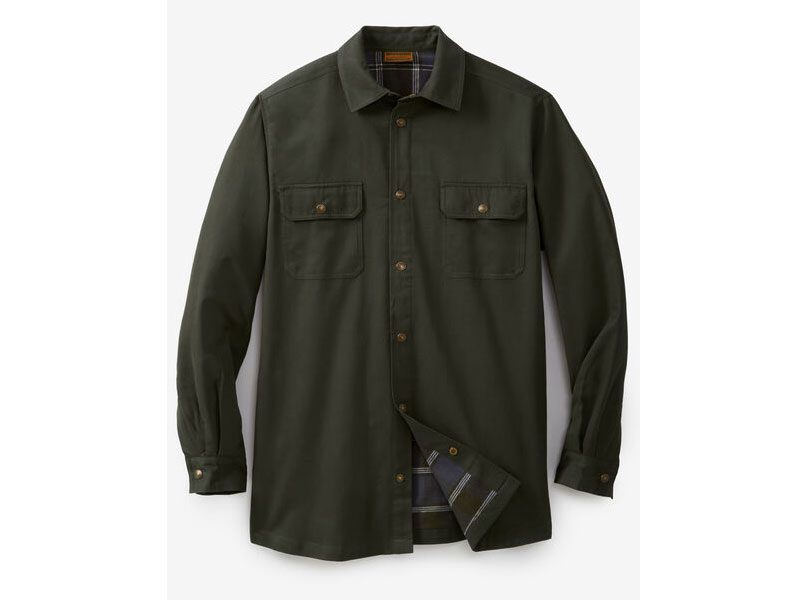 Forest Green Flannel-Lined Twill Shirt Jacket PSM-6577