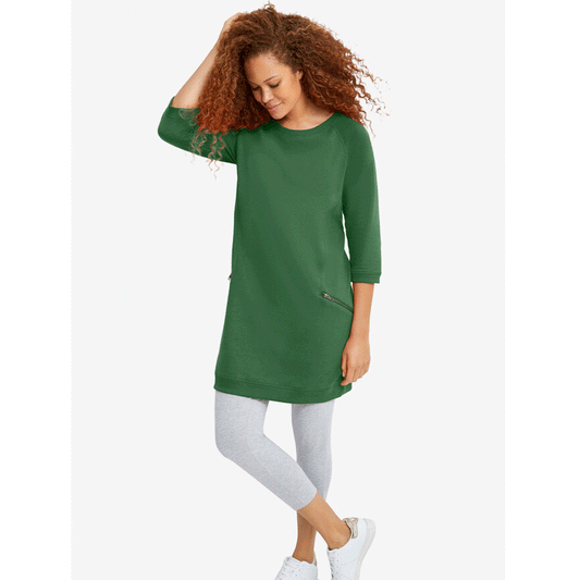 Forest Jade French Terry Zip Pocket Tunic PSW-7675