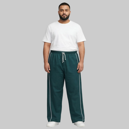 Forest Green Twill Cotton Ripstop Drawstring Trousers PSM-10977