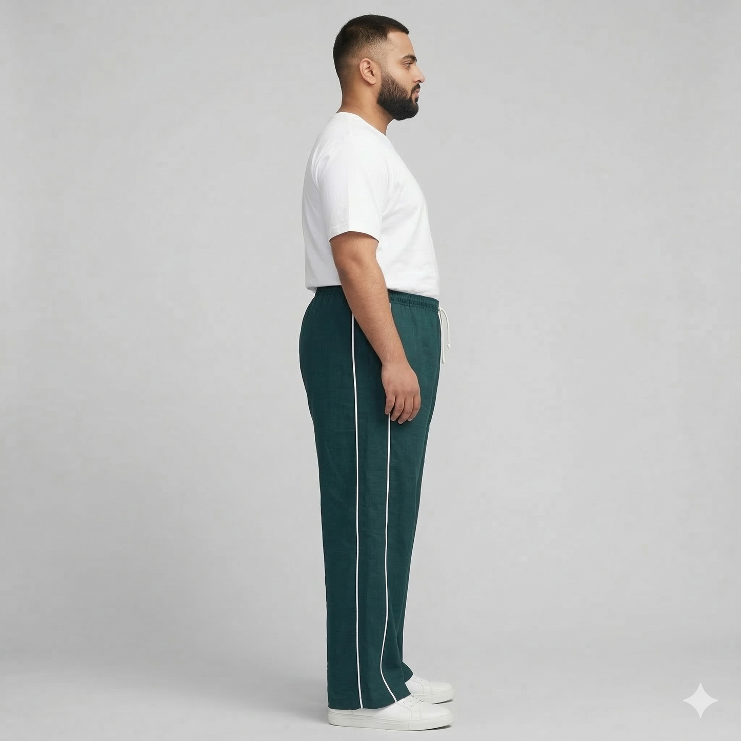Forest Green Twill Cotton Ripstop Drawstring Trousers PSM-10977