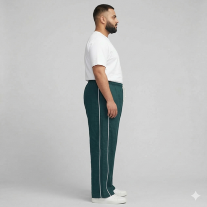 Forest Green Twill Cotton Ripstop Drawstring Trousers PSM-10977
