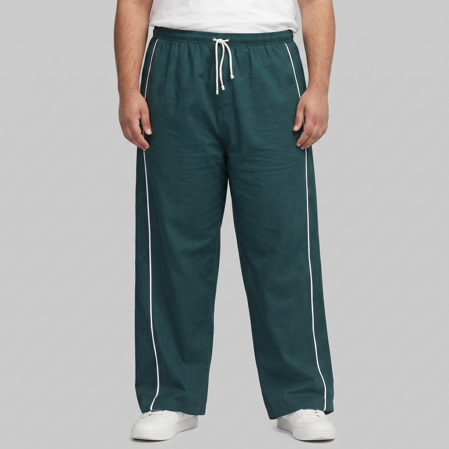 Forest Green Twill Cotton Ripstop Drawstring Trousers PSM-10977