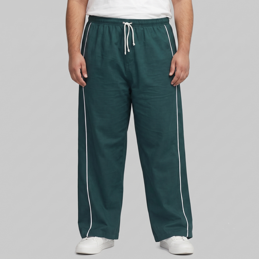 Forest Green Twill Cotton Ripstop Drawstring Trousers PSM-10977