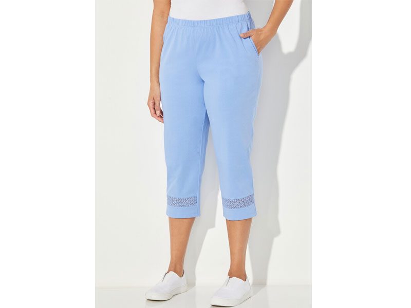 French Blue Crochet Trim Capri PSW-7478