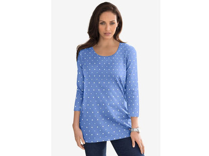 French Blue Dot Scope Neck T-Shirt PSW-6432