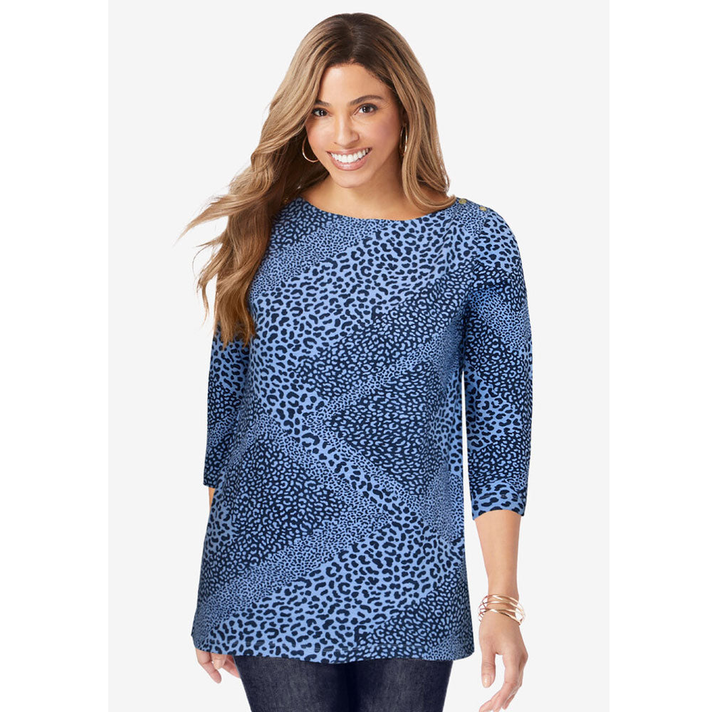 French Blue Patchwork Boatneck Tunic PSW-8134