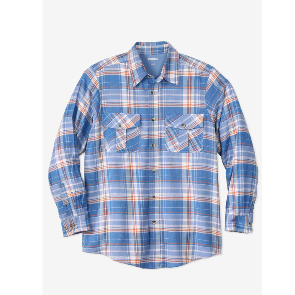 French Blue Plaid Flannel Shirt PSM-8936