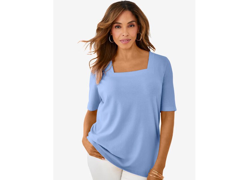 French Blue Plus Size Women Square Neck T-Shirt PSW-6346