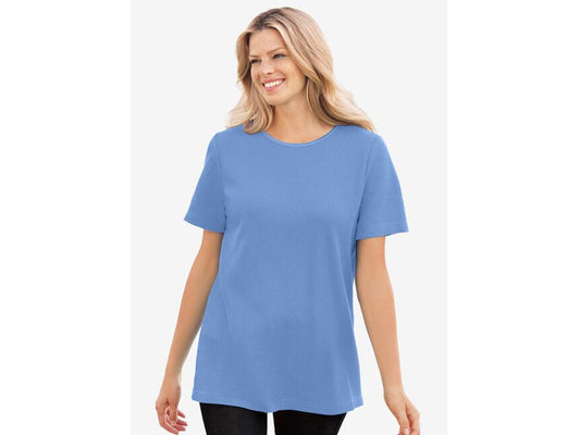 Blue Thermal Short Sleeve Satin Trim T-Shirt PSW-6056