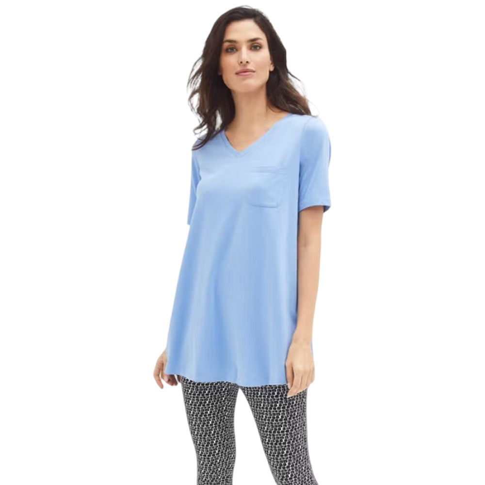 French Blue V Neck A Line Tunic PSW-9801