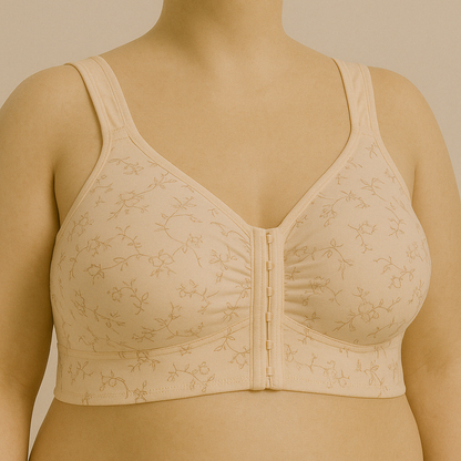 Front Open Floral Plus Size Bra – Soft Support for Everyday Wear-PSW-9395