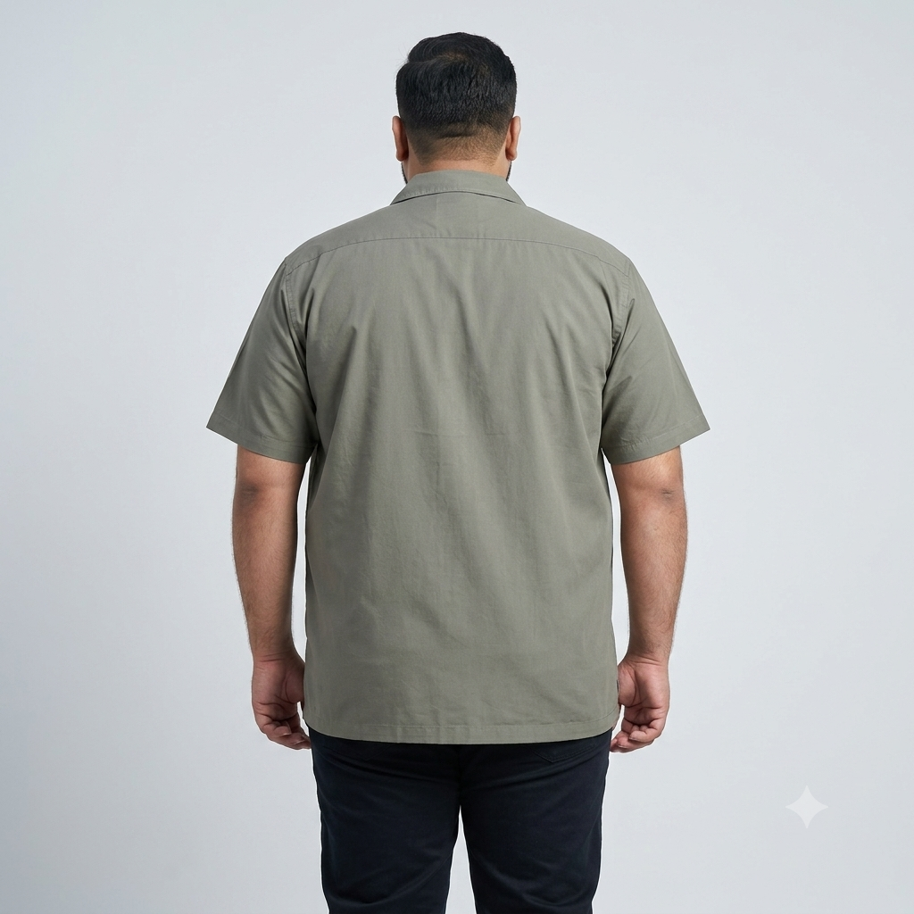 Stone Taupe Cuban Collar Cotton Half Sleeve Casual Shirt PSM-11288
