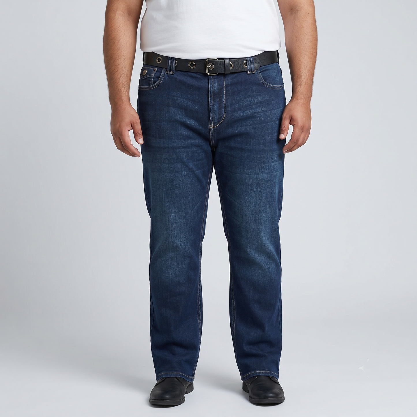 Big & Tall Washed Indigo Regular Fit Stretch Jeans PSM-8555
