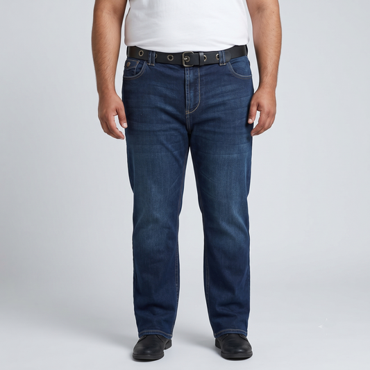 Big & Tall Washed Indigo Regular Fit Stretch Jeans PSM-8555