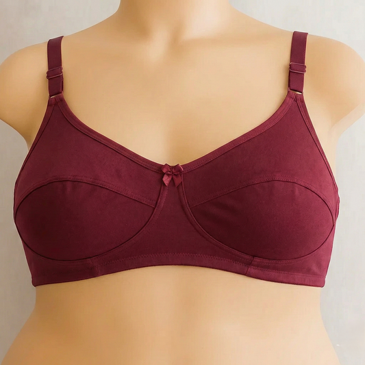 Plus Size maroon Seam Stripe Wireless Bra PSW-10774