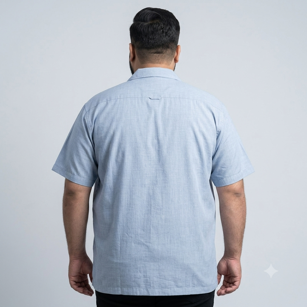 Light Blue Cuban Collar Half Sleeve Casual Shirt PSM-11290