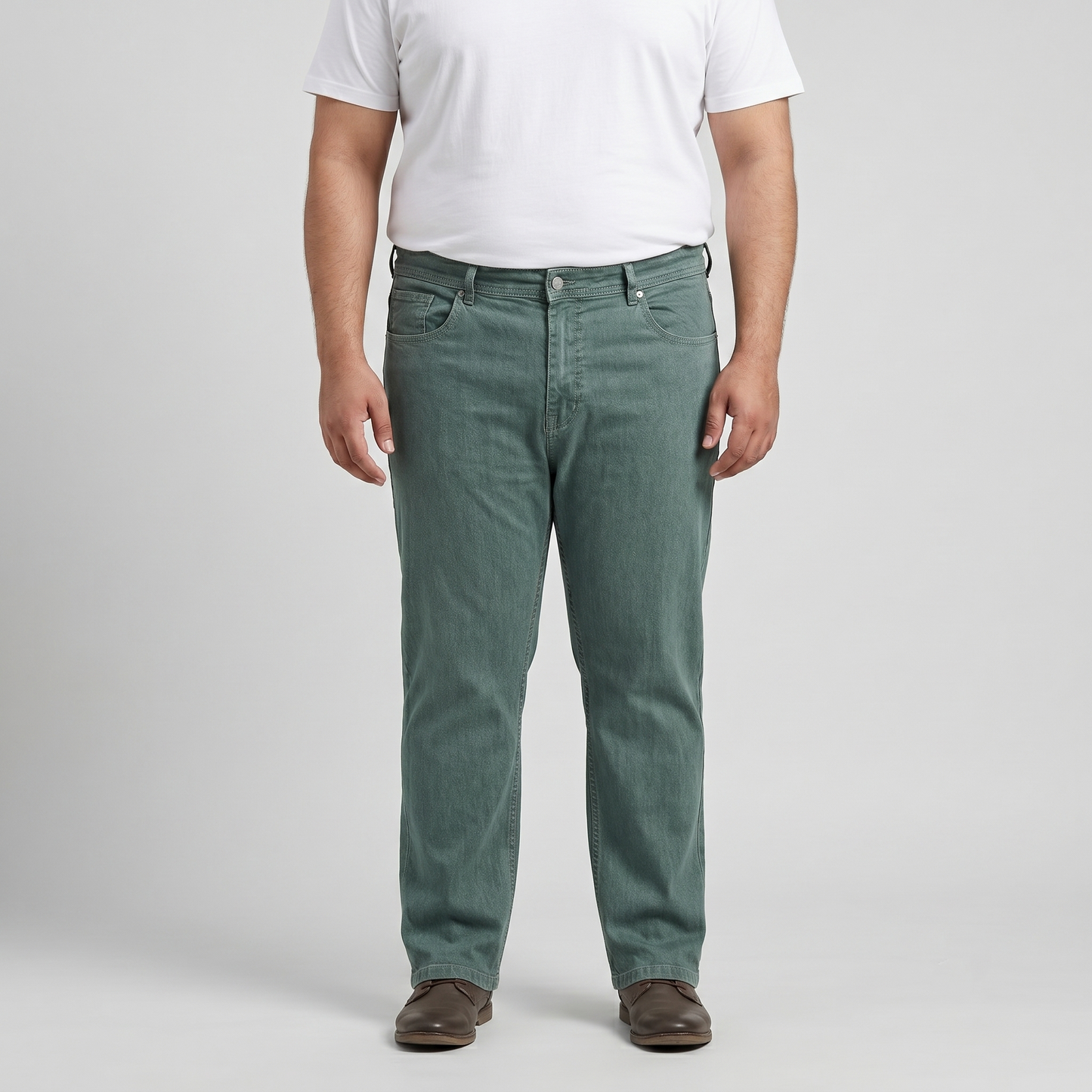 Mossy Green Plus Size Classic Straight-Leg Jeans PSM-9338