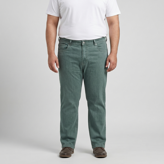 Mossy Green Plus Size Classic Straight-Leg Jeans PSM-9338