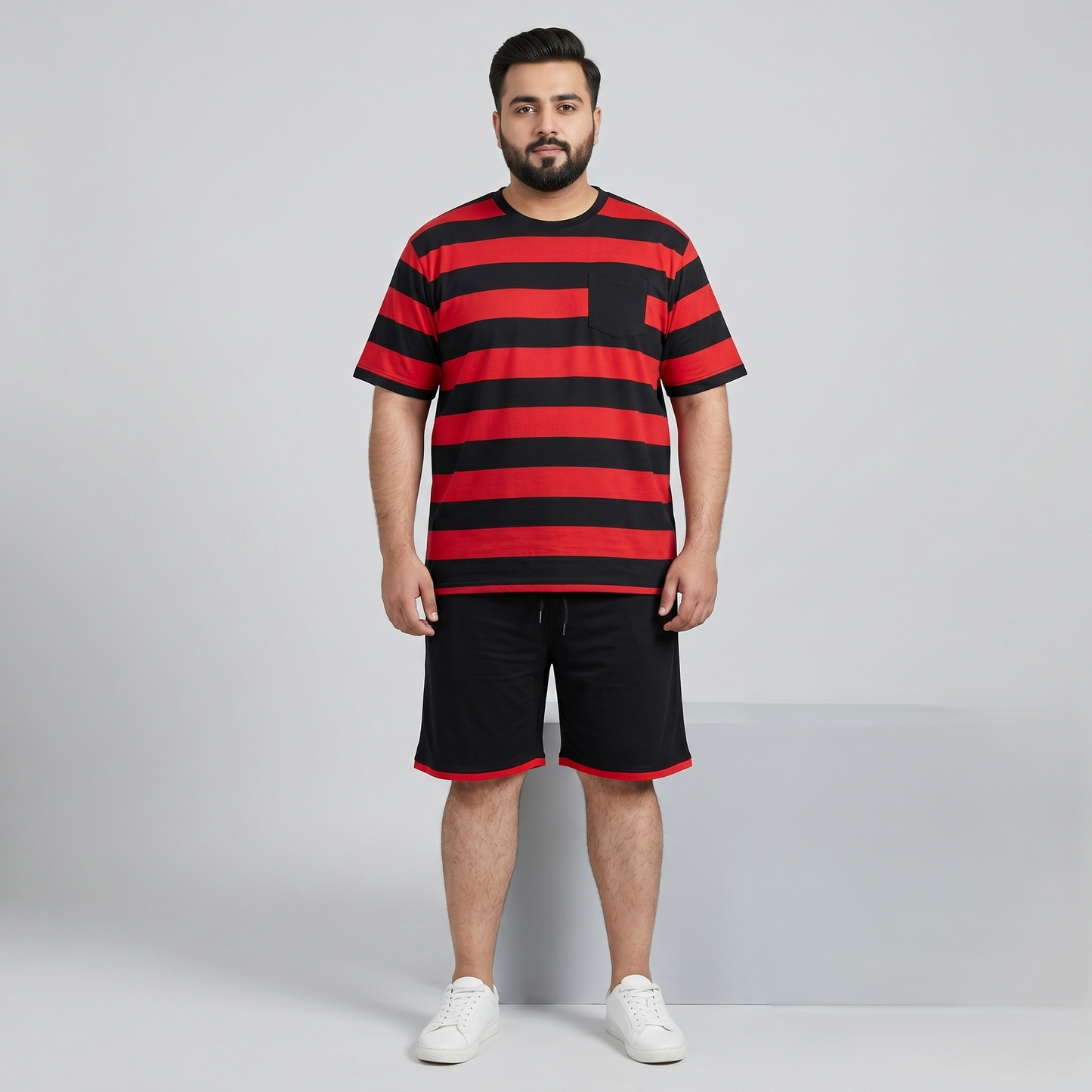 Red & Black Stripe Jersey Co-ord Set PSM-11159