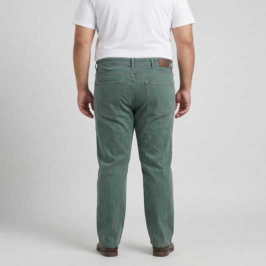 Mossy Green Plus Size Classic Straight-Leg Jeans PSM-9338