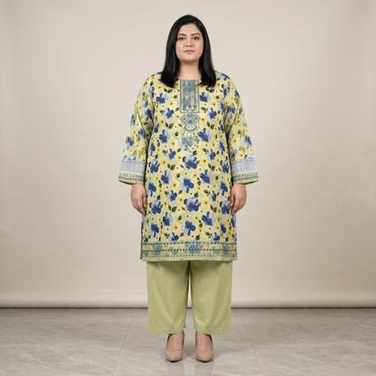 Lime Blossom Luxe – 3 Piece Premium Embroidered Fancy Dupatta Suit PSW-11240