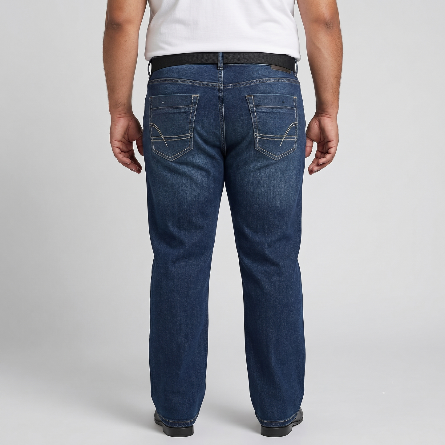 Big & Tall Washed Indigo Regular Fit Stretch Jeans PSM-8555