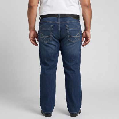 Big & Tall Washed Indigo Regular Fit Stretch Jeans PSM-8555