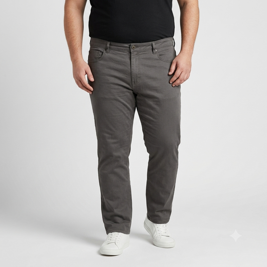 Grey Plus Size Slim Fit Cotton Pant PSM-8820