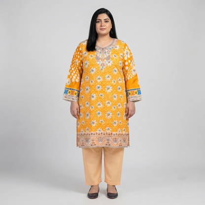 Marigold Meadow – 3 Piece Premium Embroidered Fancy Dupatta Suit PSW-11238