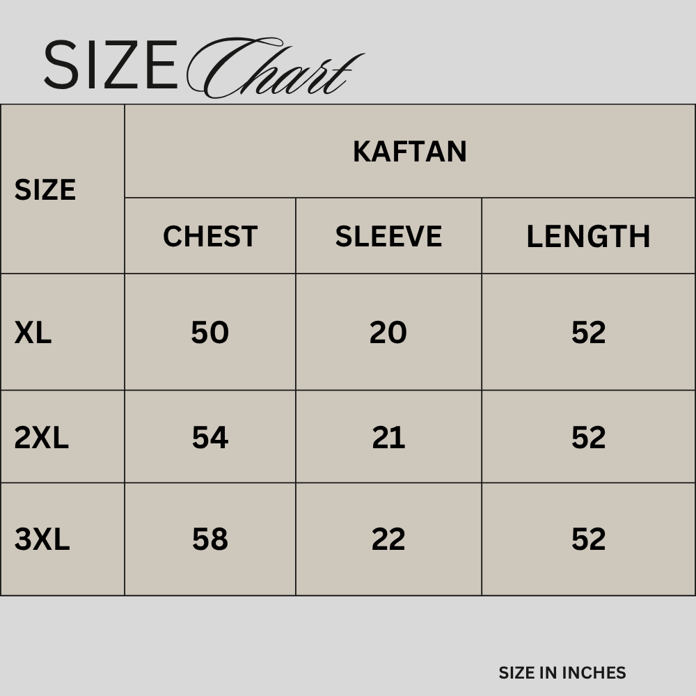 Size chart for Off-White Trim Belted Silk Maxi Kaftan PSW-11784