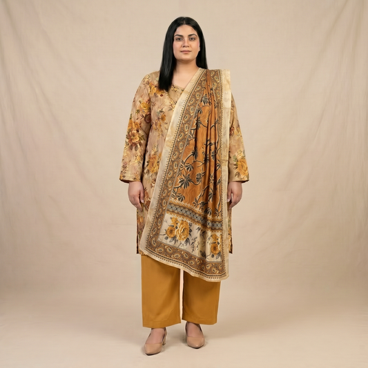 Gilded Marigold Printed Lawn 3-Piece Suit PSW-11174